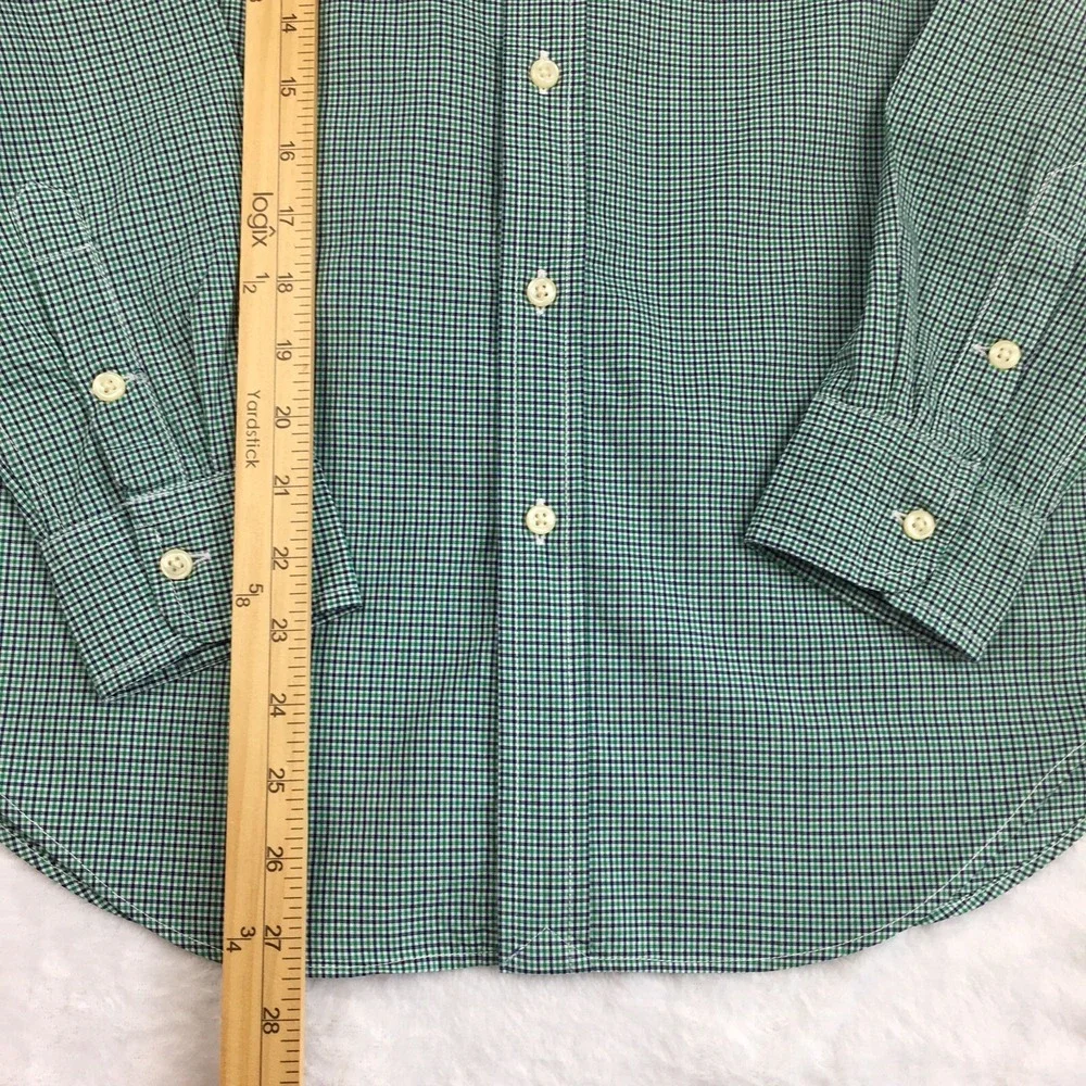 Ralph Lauren Shirt Boys Large (14-16) Green Micro-Check‎ Blue Pony